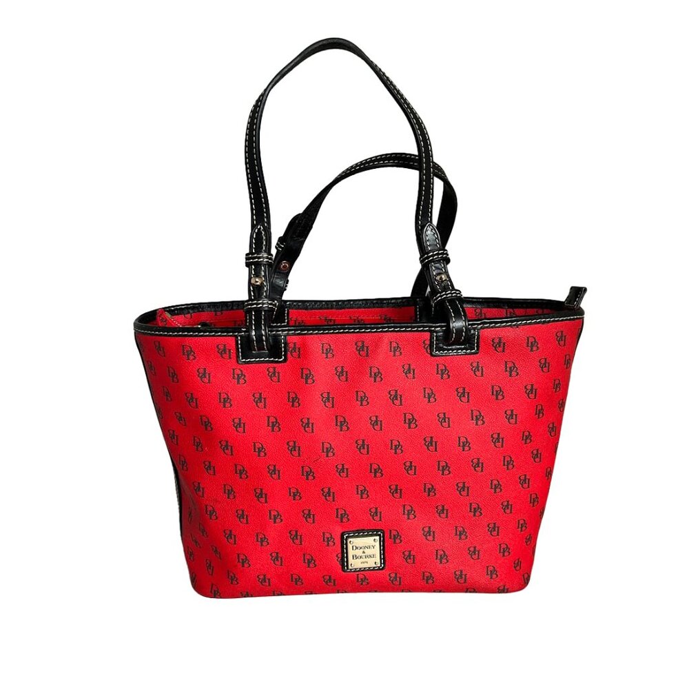 Dooney & Bourke Gretta Red Black Small Leisure Shopper Tote